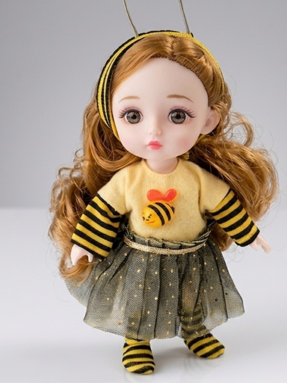 Cute Yellow Bee Doll with Striped Outfit and Headband
